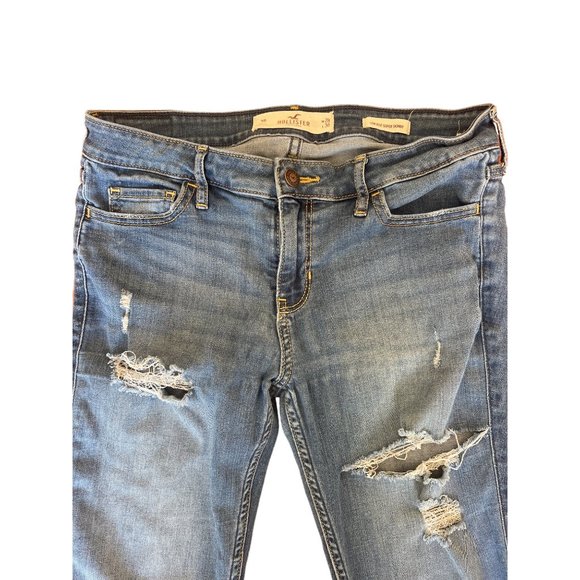 Hollister Women's Low Rise Super Skinny Distressed Ripped Jeans Size 7R - Picture 3 of 8